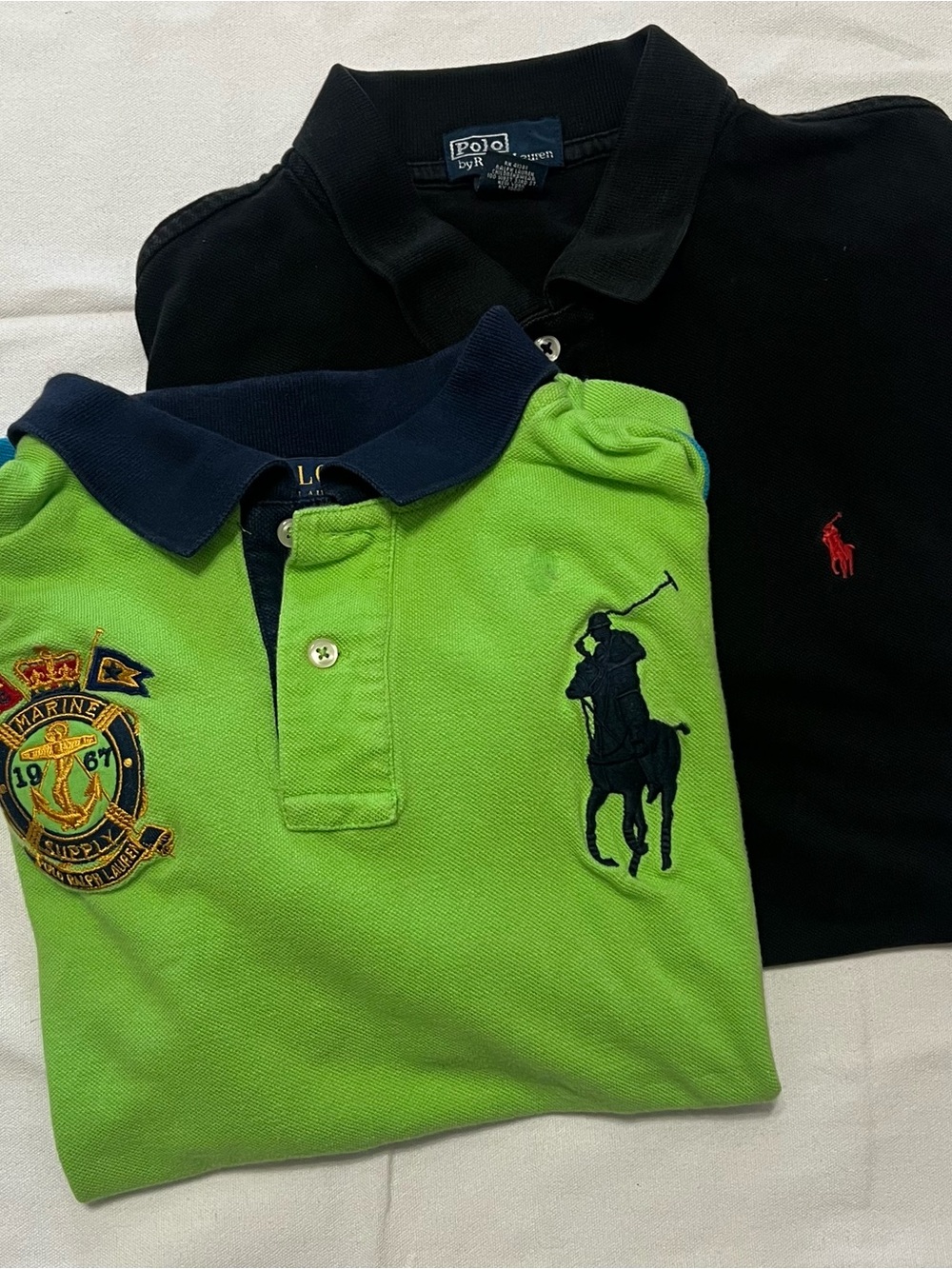 Polo Ralph Lauren boys 2-shirt bundle: colorblock big pony crest and black polo